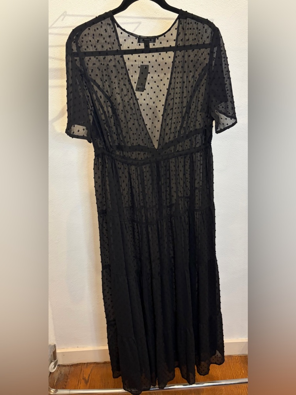 torrid Black Sheer Swiss Dot Maxi Cover-Up - Picture 2 of 3
